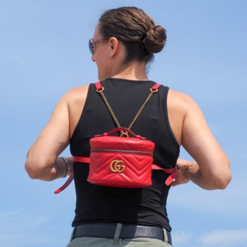 New,  Gucci, Matelassé Marmont Quilted Calf Leather Mini Backpack